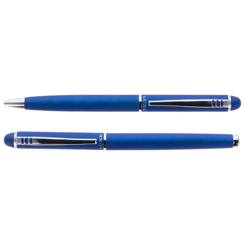 Parure stylos Luxe couleur bleue à graver