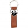 Porte clef simili cuir brun coeur photo