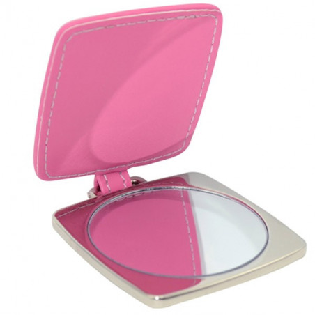 Miroir de poche cuir carré