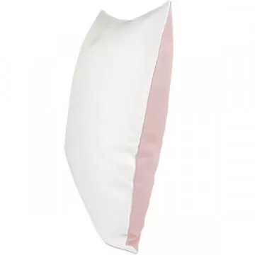 Coussin personnalisé blanc et vero rose pastel