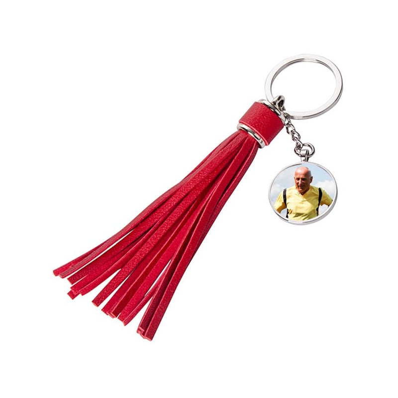 Porte clé long plumeau rouge à personnaliser