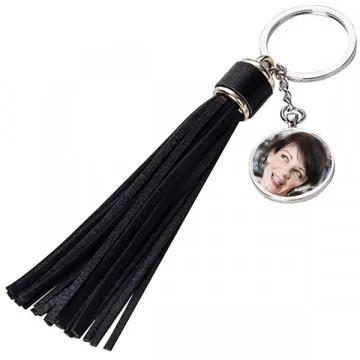 Porte clés personnalisable avec long plumeau noir