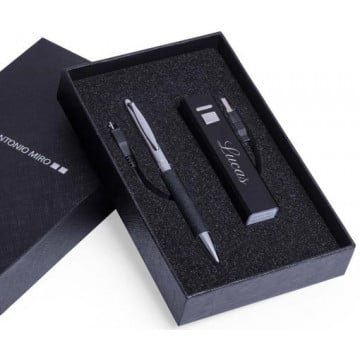 Coffret stylo et chargeur portatif avec gravure texte