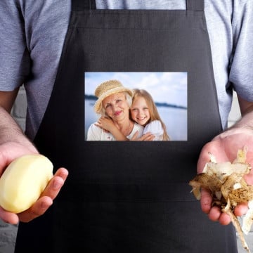 Tablier à personnaliser noir avec photo imprimée