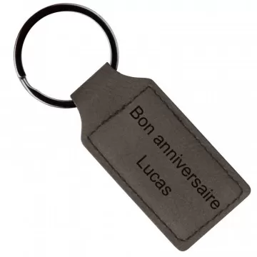 Porte clé cuir marron gravé