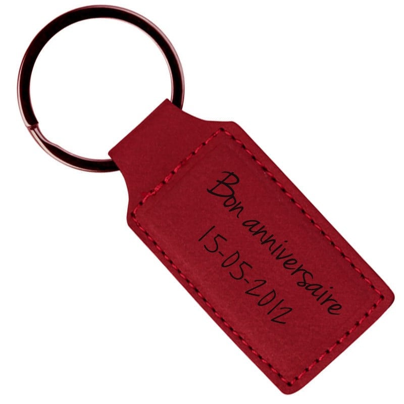 Porte clé simili cuir rouge
