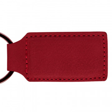 Porte cle rectangle rouge en cuir gravé