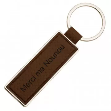 Porte clef cir brun et métal