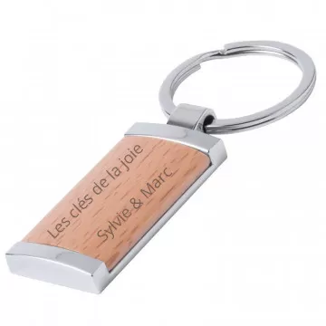 Porte clé rectangle en bois gravé