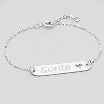 Bracelet plaque coeur gravé