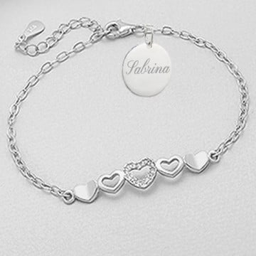 Bracelet multi coeur gravé