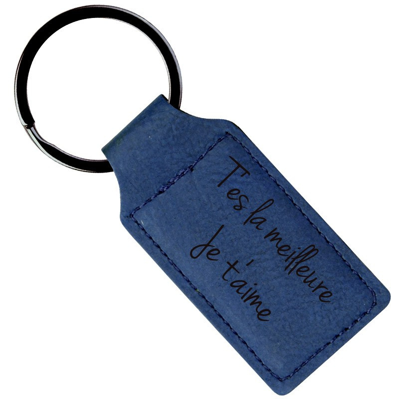 Porte Clé Cuir Noir avec Anneau et métal Puch Logo