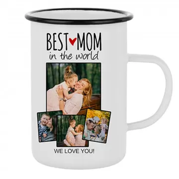 Mug insolite email bordure noir personnalisée