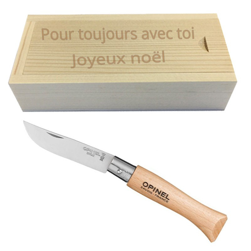 Coffret bois gravé et opinel 5