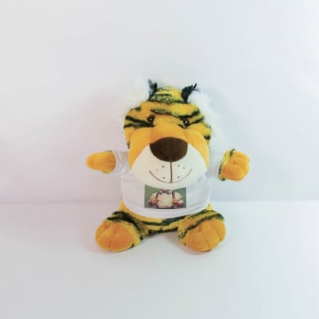 Peluche tigre avec photo sur tee shirt