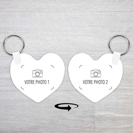 Porte cle coeur photos recto verso