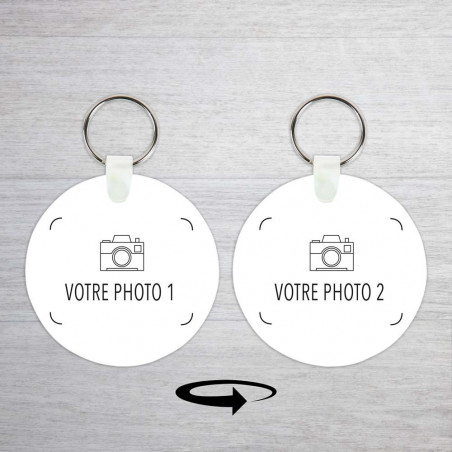 Porte clef rond personnalisable recto verso