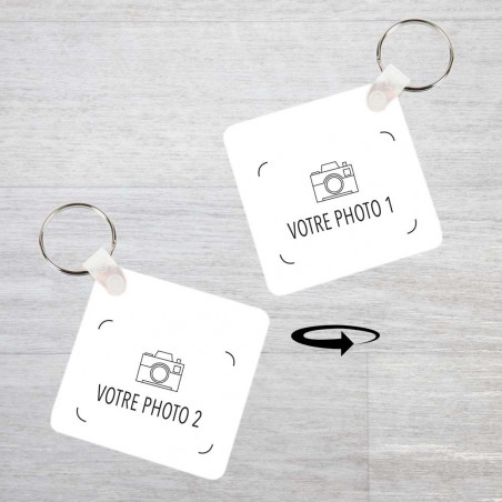 Porte clef carré personnalisable recto verso