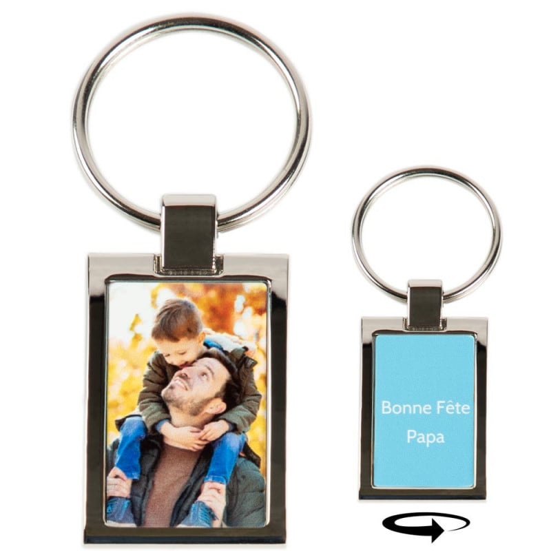 Porte clef rectangulaire à personnaliser avec vos photos, un message et nos  motifs.