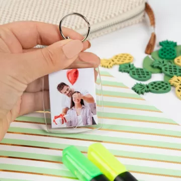 Porte clés cadre à personnaliser avec 2 photos/images