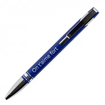 Stylo alu bleu gravé