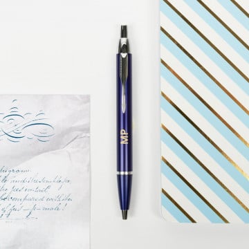 Stylo parker gravé bleu brilant