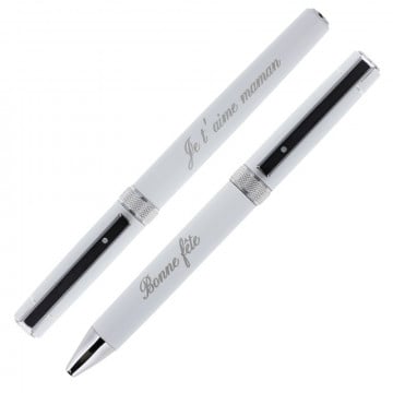Parure 2 stylos blancs