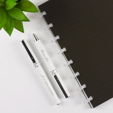 Parure de stylos blancs personnalisés