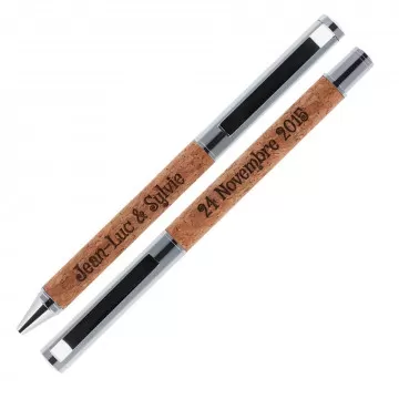 Parure 2 stylos en liège personnalisés