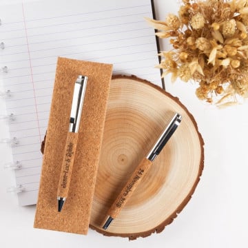 Parure 2 stylos en liège personnalisés