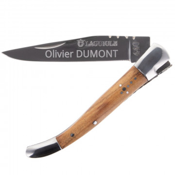 Couteau Laguiole personnalisé avec manche Olivier 