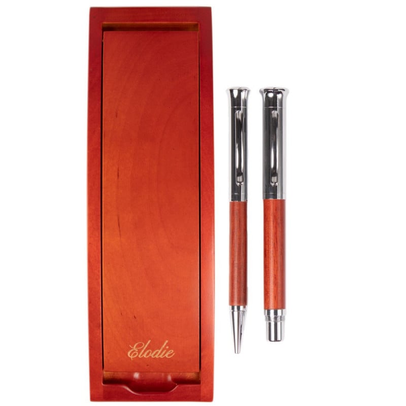 Parure stylo luxe en bois avec gravure