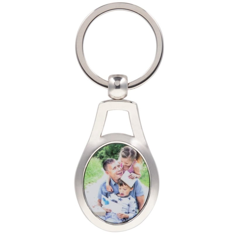 Porte clef acier ovale avec photo personnalisée