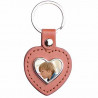 Porte clef cuir coeur brun personnalisable photo