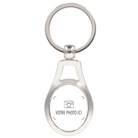 Porte clef acier ovale avec photo