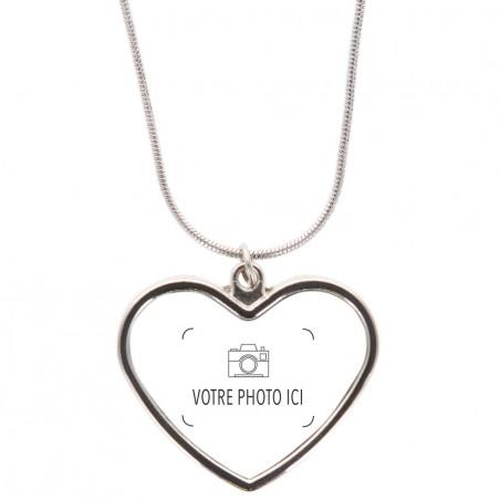 Collier coeur en métal photo personnalisé