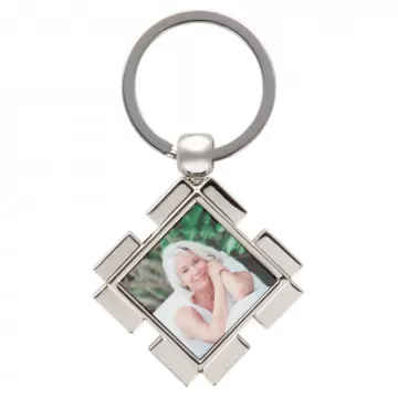 Porte clés carré en métal personnalisé photo