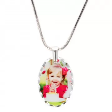 Collier pendentif ovale en aluminium avec personnalisation photo