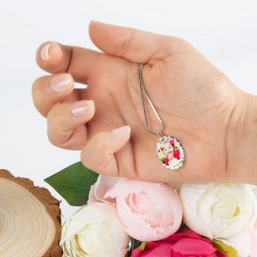 Collier pendentif ovale en aluminium avec personnalisation photo