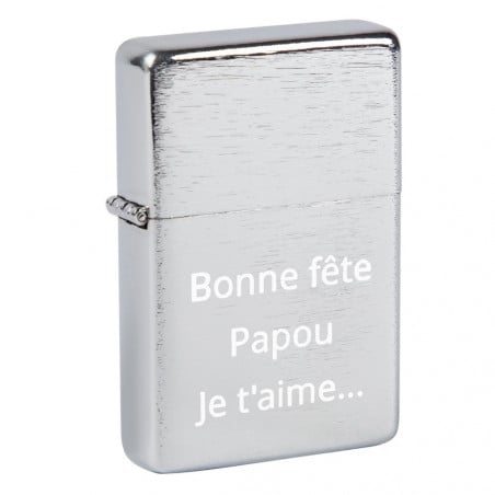 Briquet argenté gravure et personnalisation texte