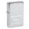 Briquet argenté gravure et personnalisation texte