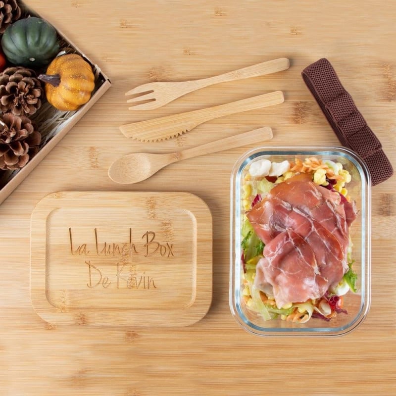 Lunch box Publicitaire en verre et bambou Roby - Cadoétik