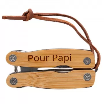 Pince multifonction bois texte gravé