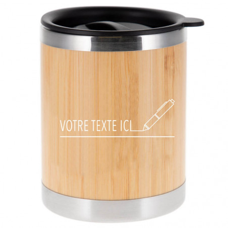 Mug en bois gravure texte