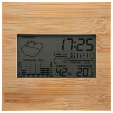 Personnalisation station météo en bois gravure