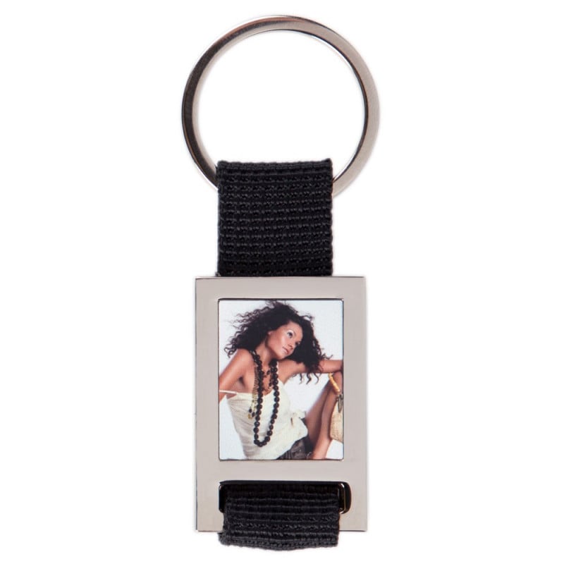 Porte clef tissu noir avec photo