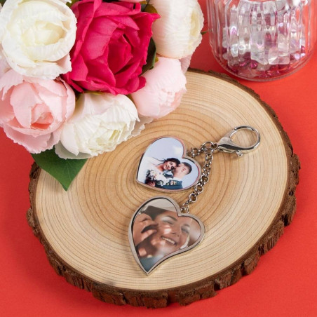 Porte-carte Photo Avec Porte-clés Et Charm Cœur – Double Fente, Cuir PU, Pour Sac, Voiture, école Ou Cadeau