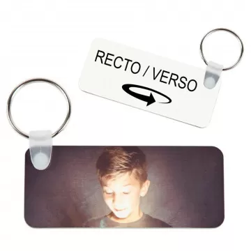 Porte clés rectangle long personnalisé avec 2 photos