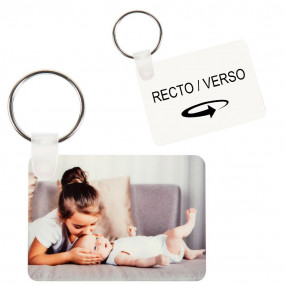 Porte-clefs plastique - Forme rectangle, recto-verso - Dim. 40