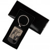 Coffret porte clef plaque coeur argenté gravure photo et texte